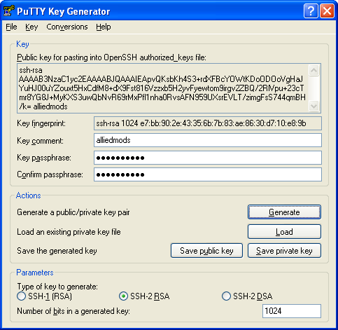 Generate rsa public key